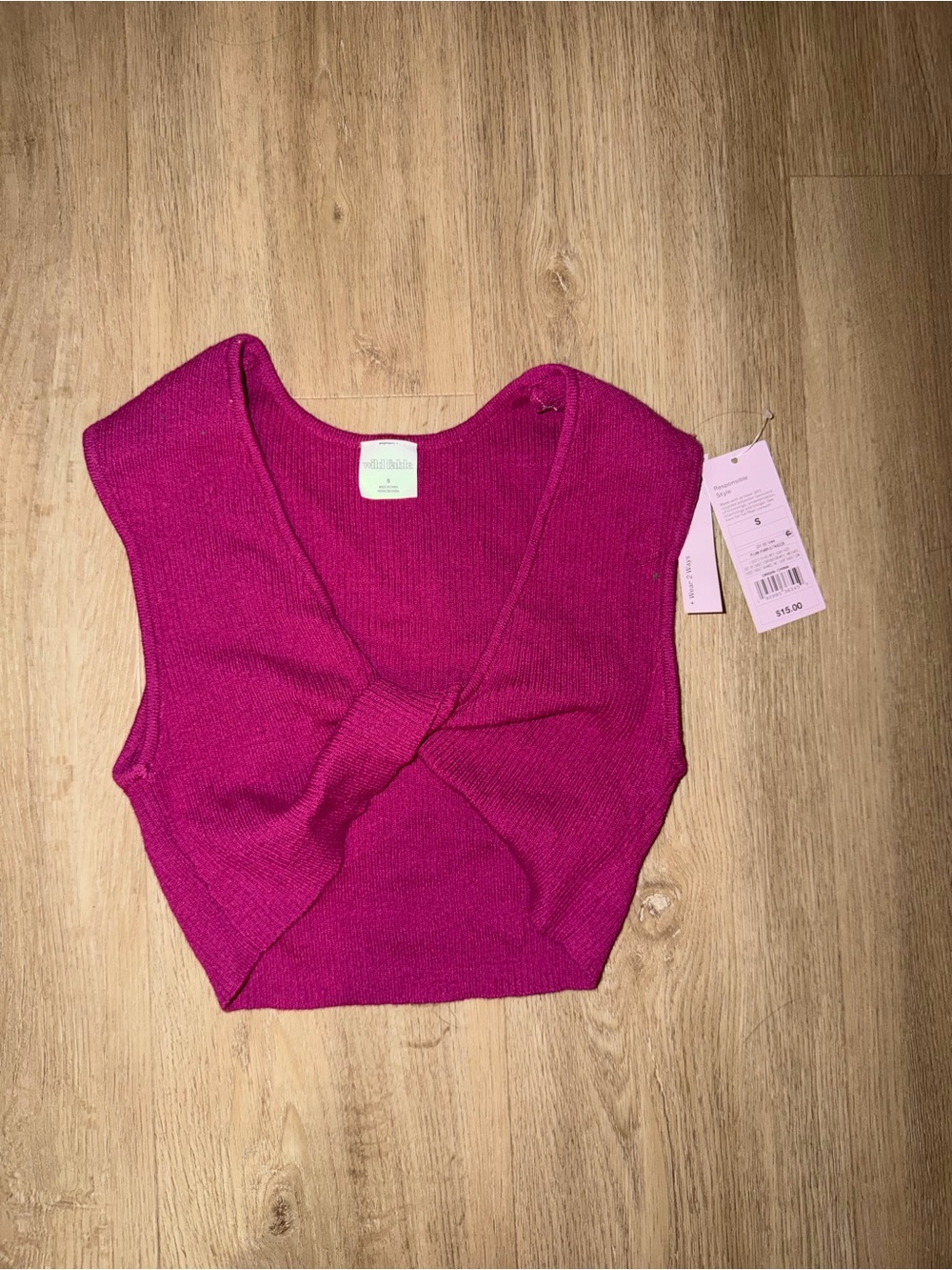 Target Twist-Knot Sleeveless Crop Tank in Bright Magenta